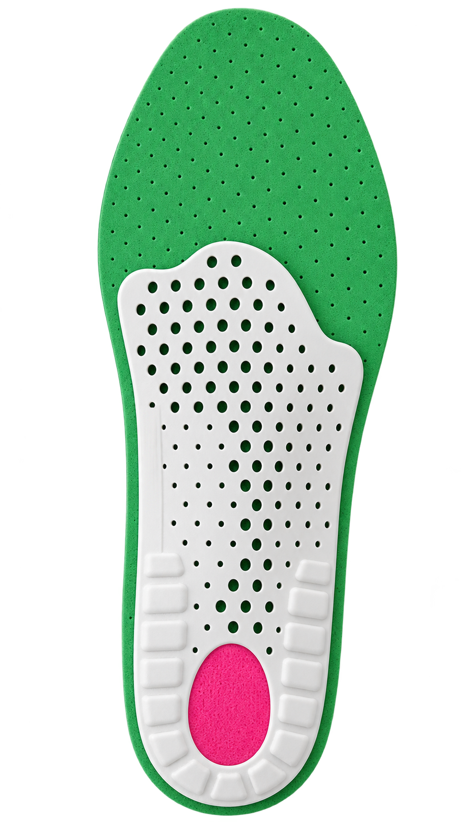 Semelle Solea Trail 3D : coque 3D alvéolaire, vue de dessous · face-coque